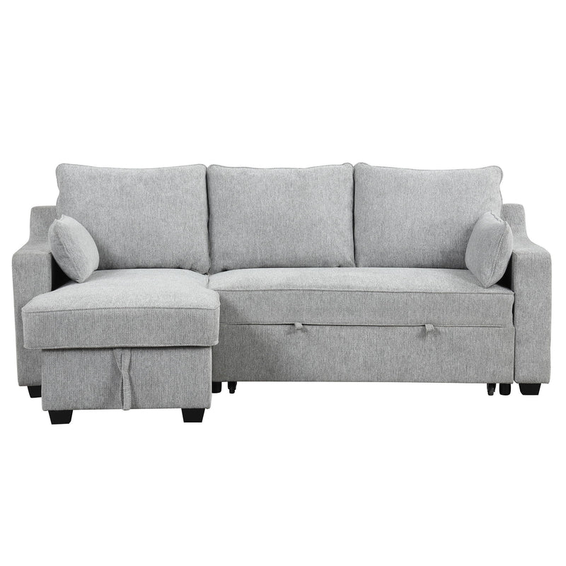 Pull Out Sleeper Sofa L-Shaped Couch Convertible Sofa Bed With Storage Chaise, Storage Racks And USB Ports