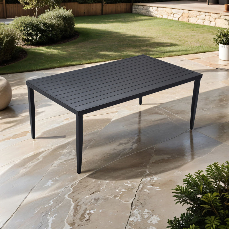 Outdoor Patio Rectangle Dining Table With Tapered Feet & Umbrella Hole