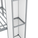 Metal Twin over Twin Castle-shaped Bunk Bed with Wardrobe and Multiple Storage, Gray+White