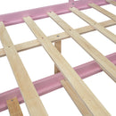 Full Size Wood House Bed with Fence and Writing Board, Pink