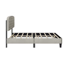 Queen size Adjustable Headboard with Fine Linen Upholstery and Button Tufting for Bedroom,  Wave Top  cream White