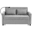 Pull-Out Sleeper Sofa With Reversible Backrest Cushion, Side Pockets, 2 USB Ports And A Phone Holder For Living Room