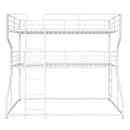 Full XL over Twin XL over Queen Size Triple Bunk Bed with Long and Short Ladder,White