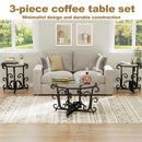 3 Piece Coffee Table Set With Tempered Glass Surface - Black