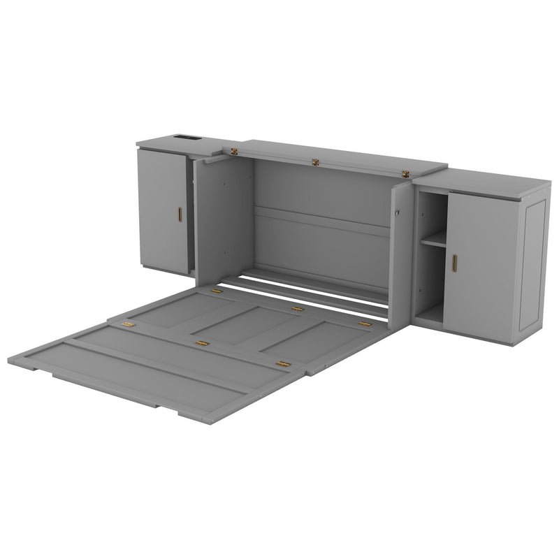 Murphy Bed With Shelves, Cabinets And USB Ports