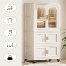 Folding Wardrobe Cabinet With Magnetic Doors, Wheels And Hangers