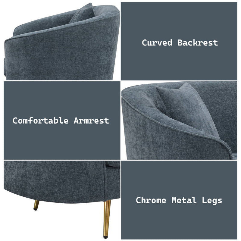 Nakendra - Loveseat With 2 Pillows - Cobalt Gray