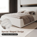 King Size Platform Bed With Special-Shaped Headboard - Cream