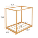 Full Size Canopy Platform Bed with Support Legs,Natural