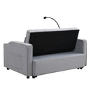 Modern Velvet Loveseat With Pullout Bed, Adjustable Reclining Backrest