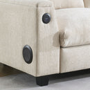 Sectional With Bluetooth Speaker Comfy Cloud Couch Set With Drop Down Table Cup Holders, USB Charger Storage Armrest Wide Seat Sofa