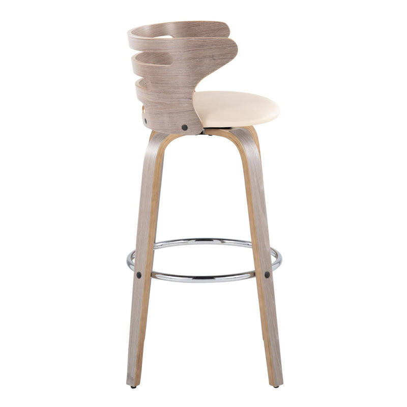 Cosini - Mid Century Modern Fixed Height, Barstool With Swivel With Round Footrest (Set of 2)