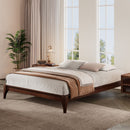 Queen Size Platform Bed Frame With Wood Slat And Metal Support - Chocolate
