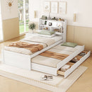 LED Platform Bed With Trundle With Storage Headboard With Drawers