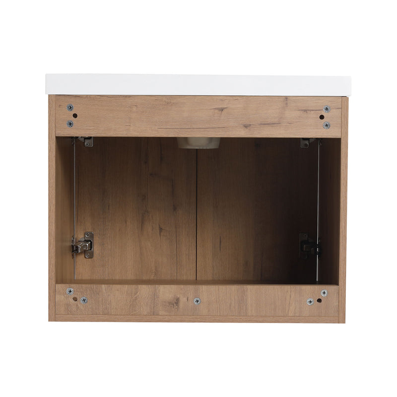 Modern Floating Bathroom Vanity With Resin Sink, Soft Close Doors
