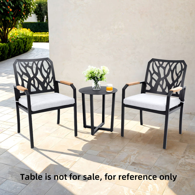 Outdoor Patio Stationary Dining Chairs With Outdoor Grade Sunbrella Cushions, Branch Like Backrest (Set of 2) - Bourbon Brown