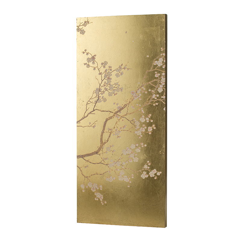 Cherry Blossom Wall Art Panels, Wall Decor For Living Room Dining Room Office Bedroom (Set of 2) - Gold