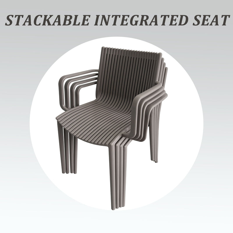 4 Piece Stackable Single Chairs With Vertical Stripe Design For All Weather