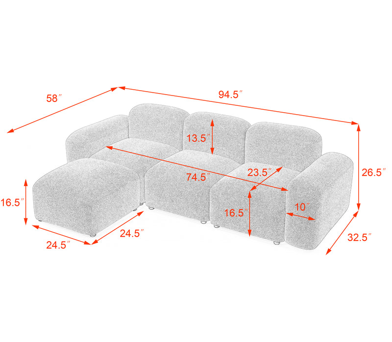 L-Shape Modular Sectional Sofa, DIY Combination,Teddy Fabric,Camel