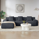 L Shaped Modular Sectional Sofa Corduroy And Movable Ottoman