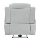 Elonzo - Power Motion Recliner With LED, Power Headrest & Speaker - Light Gray