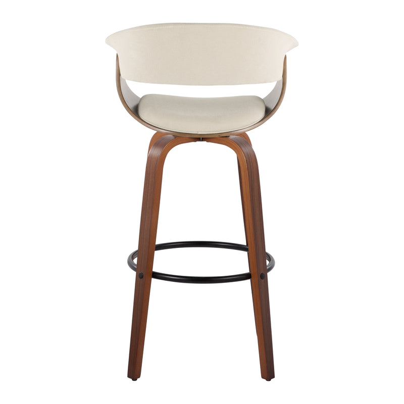 Vintage Mod - Mid Century Modern Fixed Height Barstool With Swivel & Round Footrest (Set of 2)