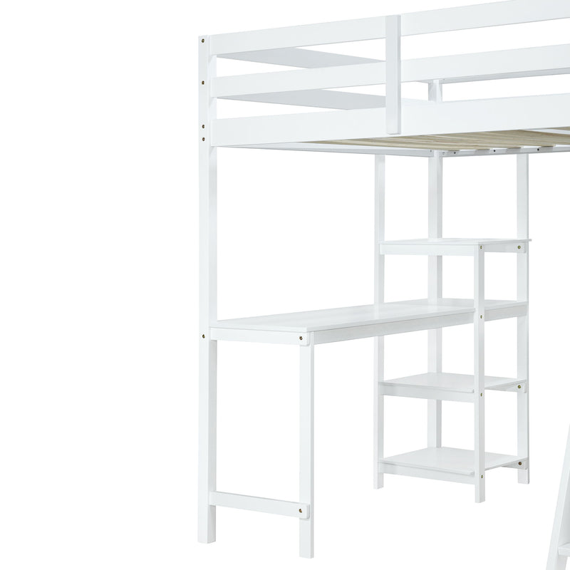 Loft Bed With Wardrobe And Desk And Shelves