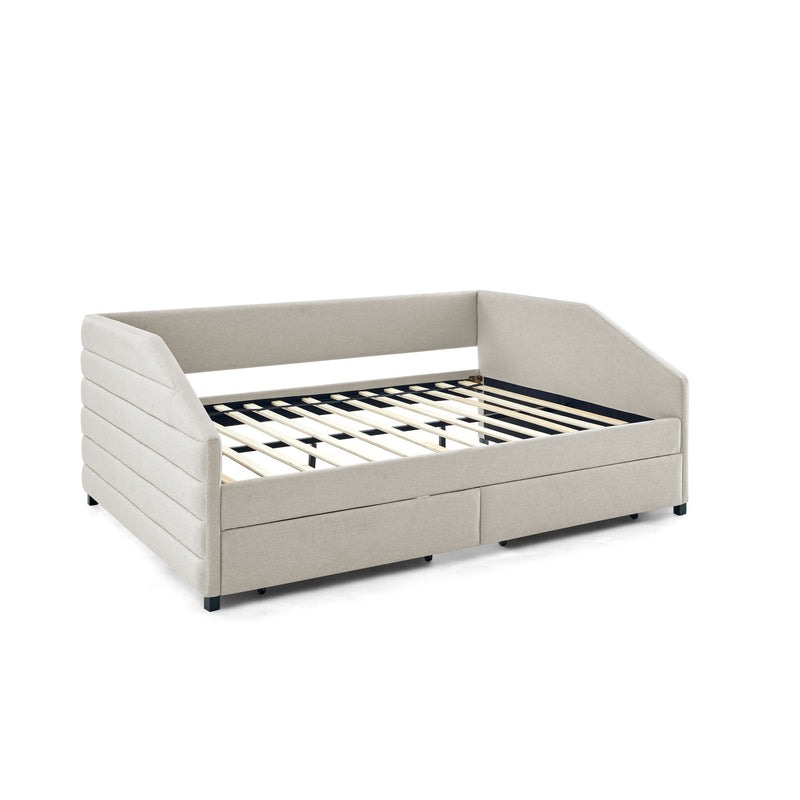 Elegant Daybed With Trundle Upholstered Tufted Sofa Bed