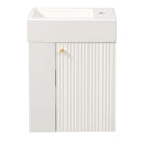 Floating Bathroom Vanity With Resin Basin, Left Side Storage - White