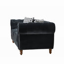 Chesterfield 3 And 2 Seater Velvet Upholstery Sofa With Roll Armrest & Nailhead Fabric Couch