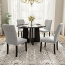 5 Piece Round Dining Table Set, Modern Table And 4 Upholstered Chairs For Dining Room