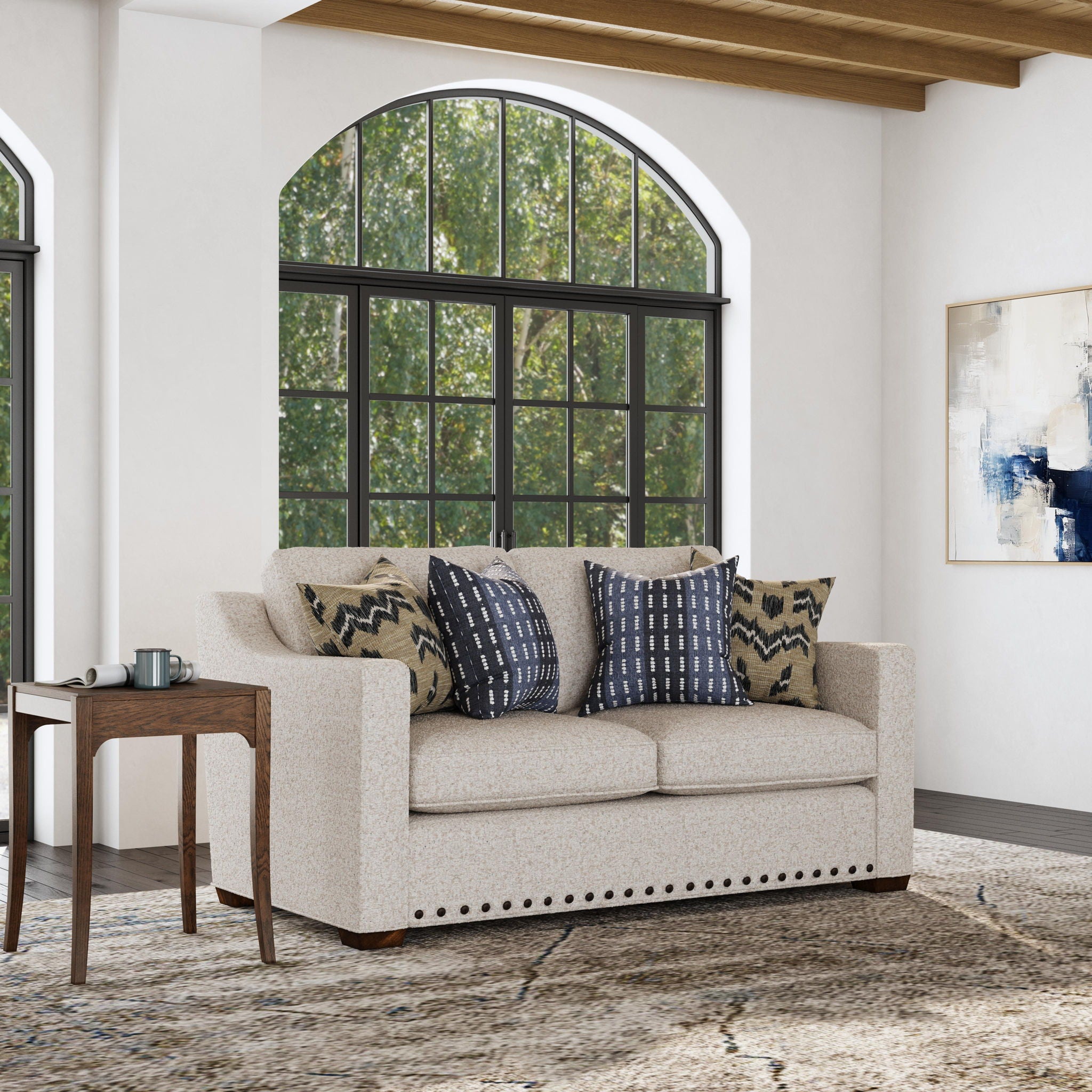 Milo - Fabric Loveseat With Nailhead Trim