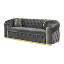 Button Tufted Couch With 2 Pillows, 3 Seater Luxury Chesterfield Sofa