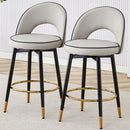 Modern Upholstered 360° Rotatable Bar Chair With Metal Legs For Dining Room (Set of 2)