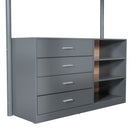 Full Size Teddy FleeceLoft Bed Wood Bed, Gray