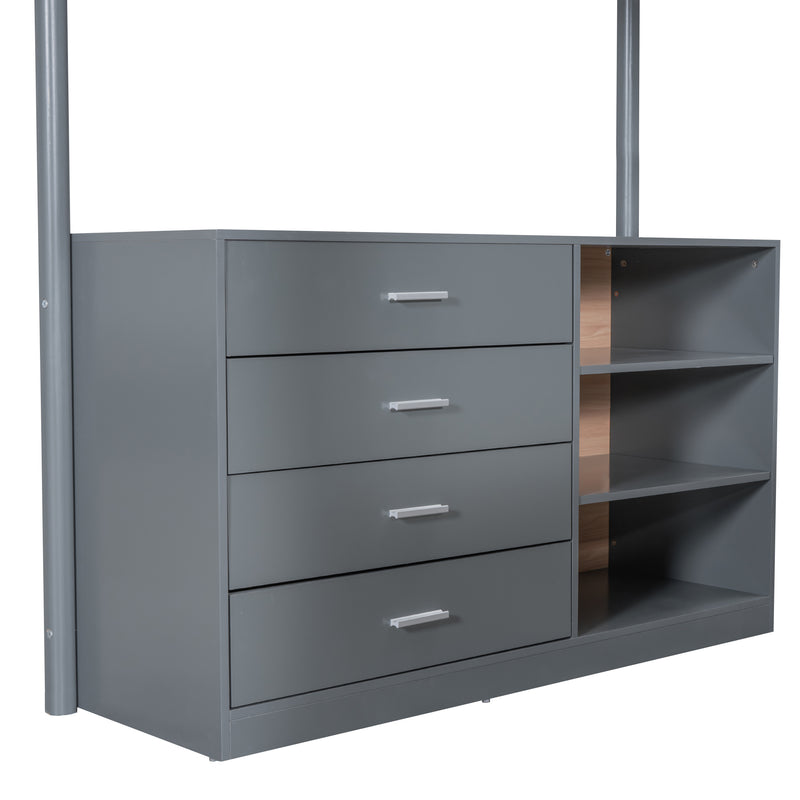 Full Size Teddy FleeceLoft Bed Wood Bed, Gray