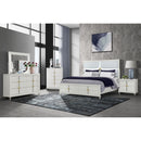 Uriuni - 5 Piece King Bedroom Set With Panel Headboard And LED Lighting - Gold / White