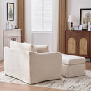 Accent Chair Wide With 2 Bolster Pillows, And Matching Ottoman