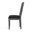 French Country Dining Chair With Rectangular Cane Backrest And Smooth Upholstered Seating