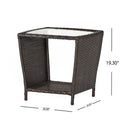 Trenton - Outdoor Side Table With Glass Top - Brown Rattan