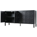Stylish Storage Cabinet Sideboard With Unique Geometric Circle Door Design - Black