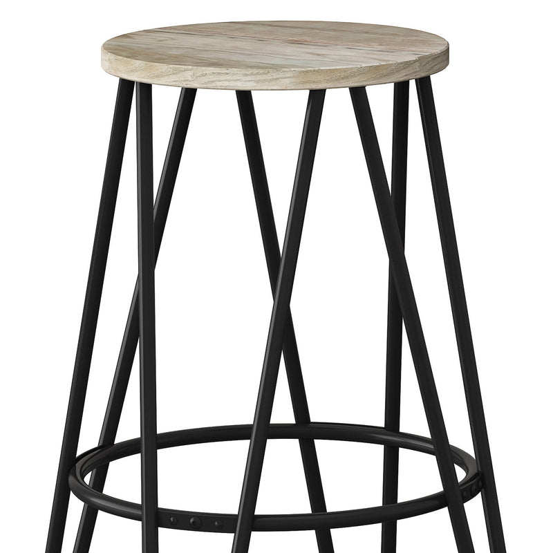 Simeon - Multifunctional Metal Stool With Wood Seat