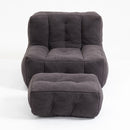 Modern Indoor Fluffy Bean Bag Chair With Memory Foam And Ottoman, Super Soft