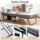 Foldable Metal Frame Bed For Guest With Memory Foam Mattress On Wheels, Saving Space Rollaway Bed