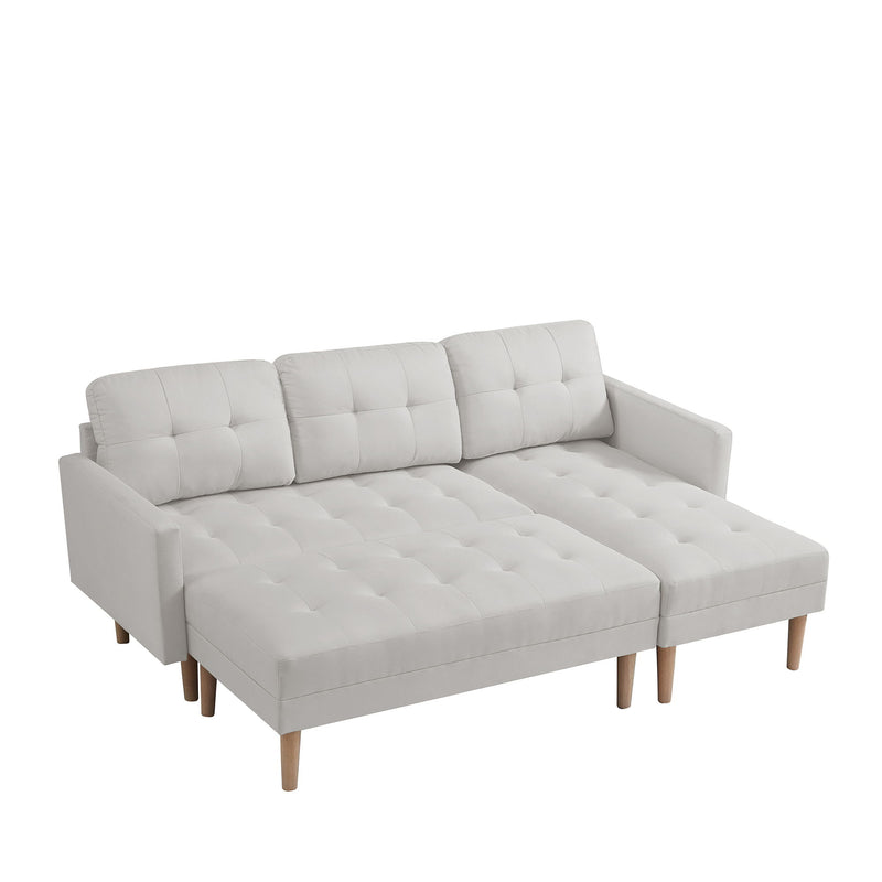 Fabric Right Facing Sectional Sofa Bed, L-Shape Sofa Chaise Lounge With Ottoman Bench