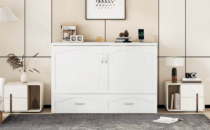 Murphy Bed With Drawer And A Set Of Sockets & USB Ports, Pulley Structure Design