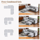 U-Shaped Sectional Modular Sofa With A Movable Ottoman, A Coffee Table With Hidden Charging Devices For Living Room