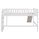 Full Size Low Loft Bed with Ladder and Slide,White