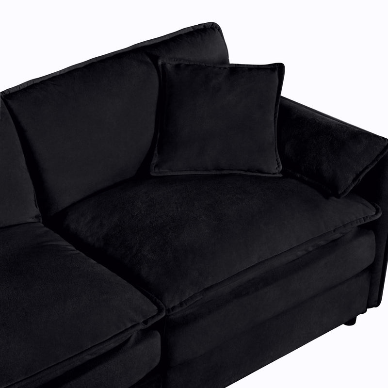 Modern Chenille Oversized Deep Seat Sectional Sofa With Pillows