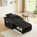 Convertible 3 In 1 Sofa Bed With Adjustable Sleeper Chair And Multi Pockets - Black